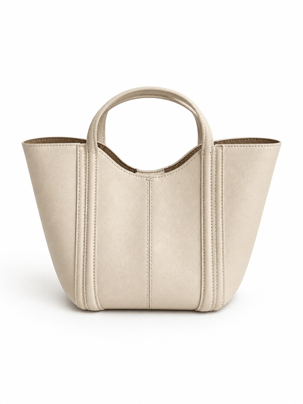 Minimalist Cream Mini Tote with Top Handles